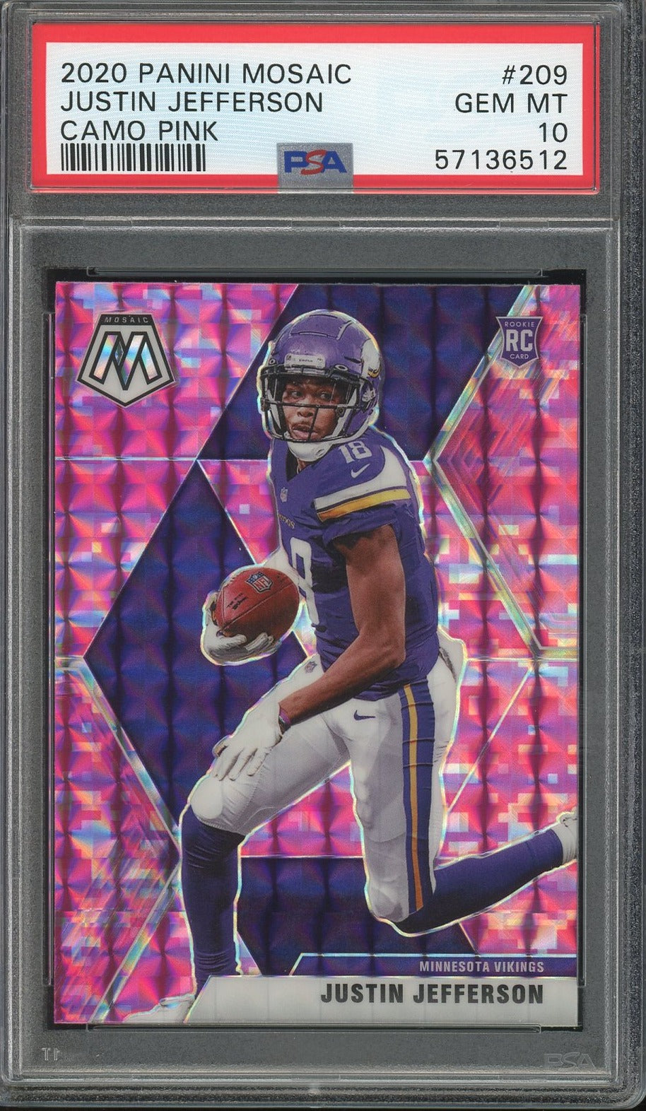 2020 Panini Mosaic - [Base] - Mosaic Camo Pink Prizm #209 - Rookies - Justin  Jefferson