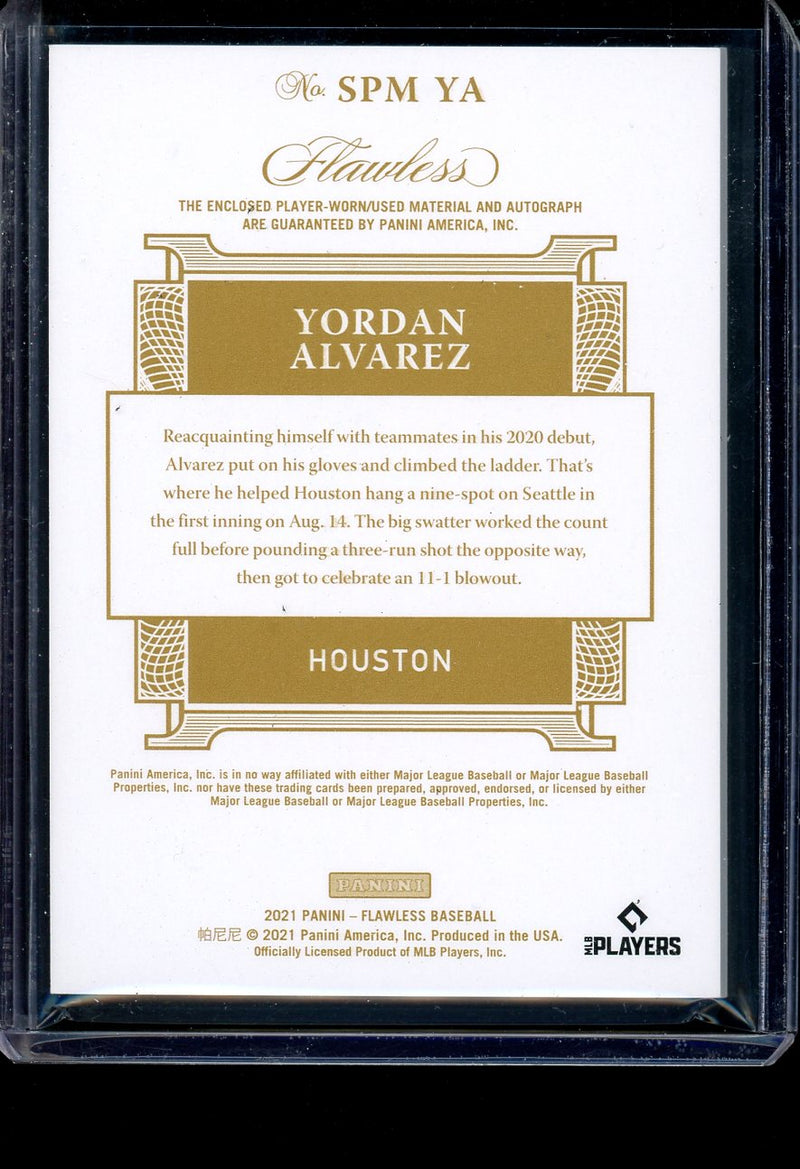 Yordan Alvarez - 2021 Panini Flawless - Signature Prime Materials Sapphire - 05/15