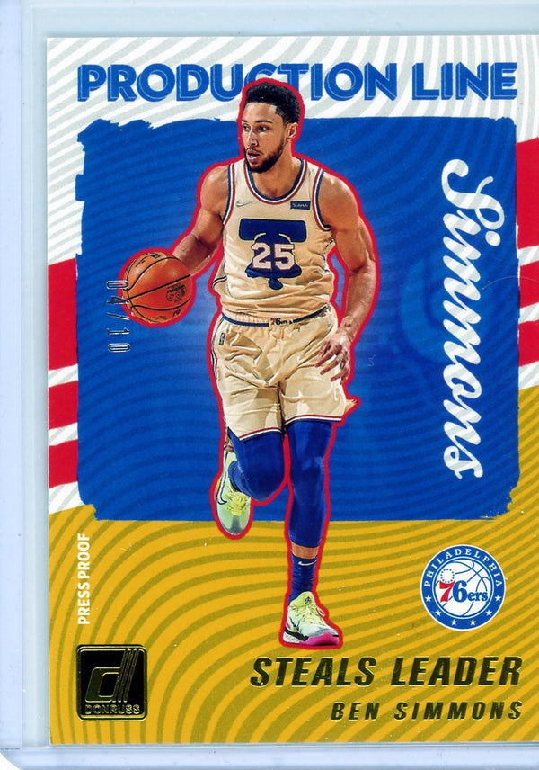 Ben Simmons - 2021-22 Donruss #8 - Gold Press Proof Numbered 4/10 Production Line