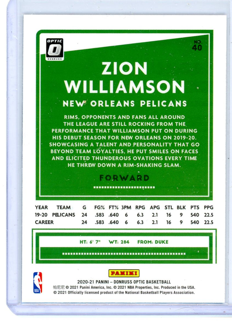 Zion Williamson - 2020-21 Donruss Optic