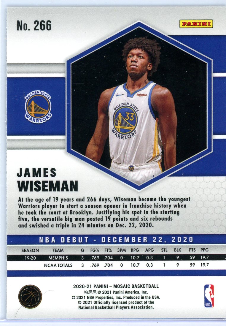 James Wiseman - 2020-21 Mosaic