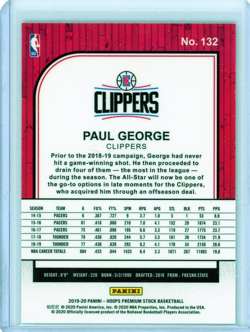 Paul George - 2019-20 Hoops Premium Stock