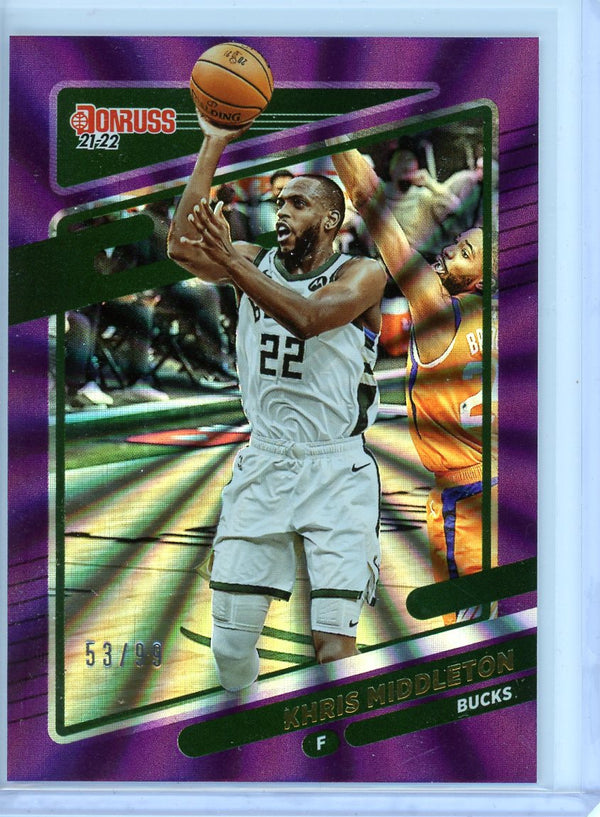 Khris Middleton - 2021-22 Donruss #199 - Purple Holo Laser Numbered 53/99