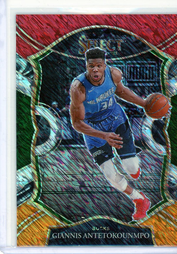 Giannis Antetokounmpo - 2020-21 Select #54 - Concourse Red White Orange Shimmer Prizm